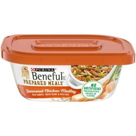 Purina Beneful Prepared Meals Wet Dog Food Simmered Chicken Medley, 10 oz Tubs (8 Pack)