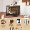 Wooden Dog Crate Furniture with Tray and Double Door