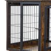 Furniture Style Dog Crate Side Table on Wheels with Double Doors and Lift Top