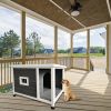 Outdoor Puppy Dog Kennel ; Waterproof Dog Cage;  Wooden Dog House with Porch Deck