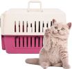 Plastic Cat & Dog Carrier Cage with Chrome Door Portable Pet Box Airline Approved, Medium, red