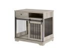 Sliding door dog crate with drawers. Grey,35.43'' W x 23.62'' D x 33.46'' H