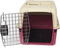 Plastic Cat & Dog Carrier Cage with Chrome Door Portable Pet Box Airline Approved, Medium, red