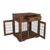 Furniture Style Dog Crate End Table with Drawer, Pet Kennels with Double Doors, Dog House Indoor Use. Rustic Brown, 29.92'' W x 24.8'' D x 30.71'' H.